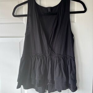 Jcrew Black Sleeveless Ruffle Top